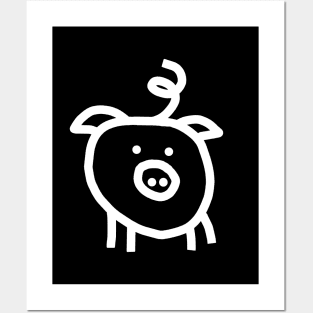 Pig Selfie in White Minimal Posters and Art